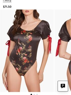Hauty floral black and red teddy